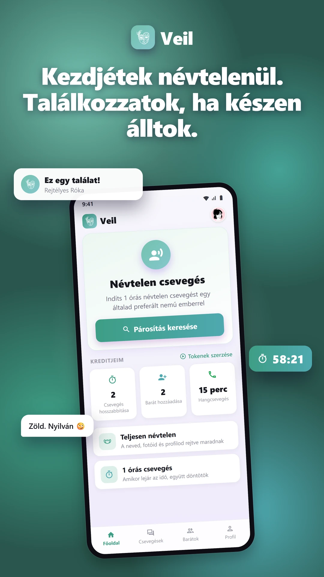 Veil: Társkereső, Anonim Chat