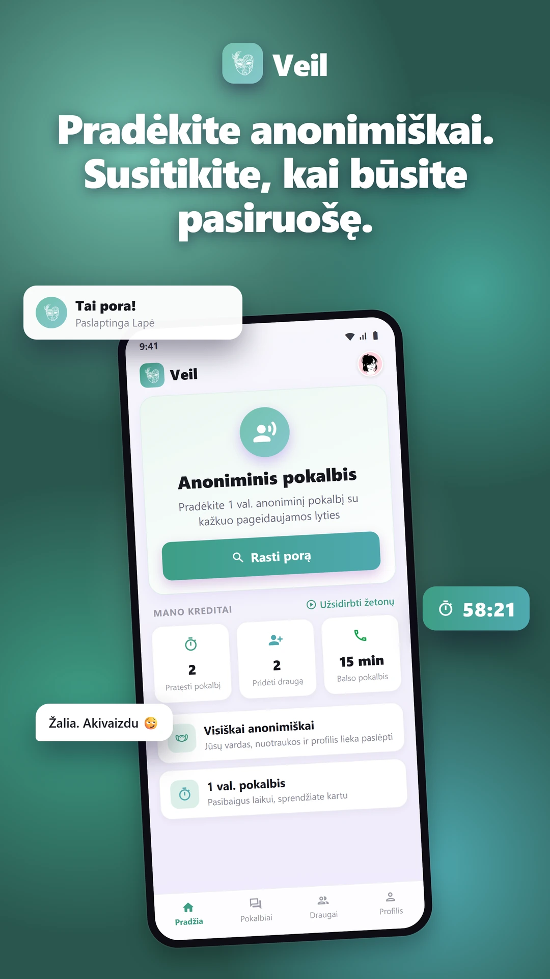 Veil: Anoniminės Pažintys
