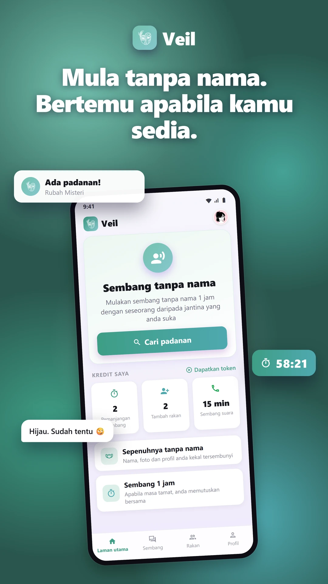 Veil: Chat Anonymous, Kenalan